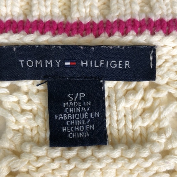 Tommy Hilfiger Womens Pullover Sweater Beige Diamond Chunky Loose Knit Ribbed S - Picture 7 of 10